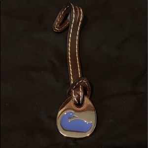 DOONEY & BOURKE Key Fob Charm Brown Leather w/ Blue Duck